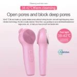 Electric Face Cleansing Brush Waterproof Sonic Vibration with Red & Blue LED Lighting - Image 4